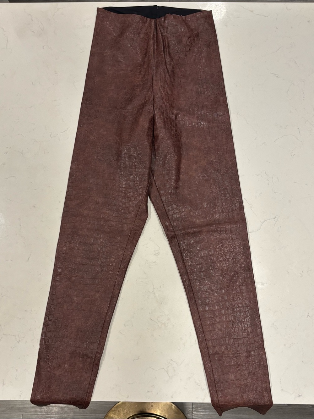 Commando Faux Croc High-Waist Leggings in Brown